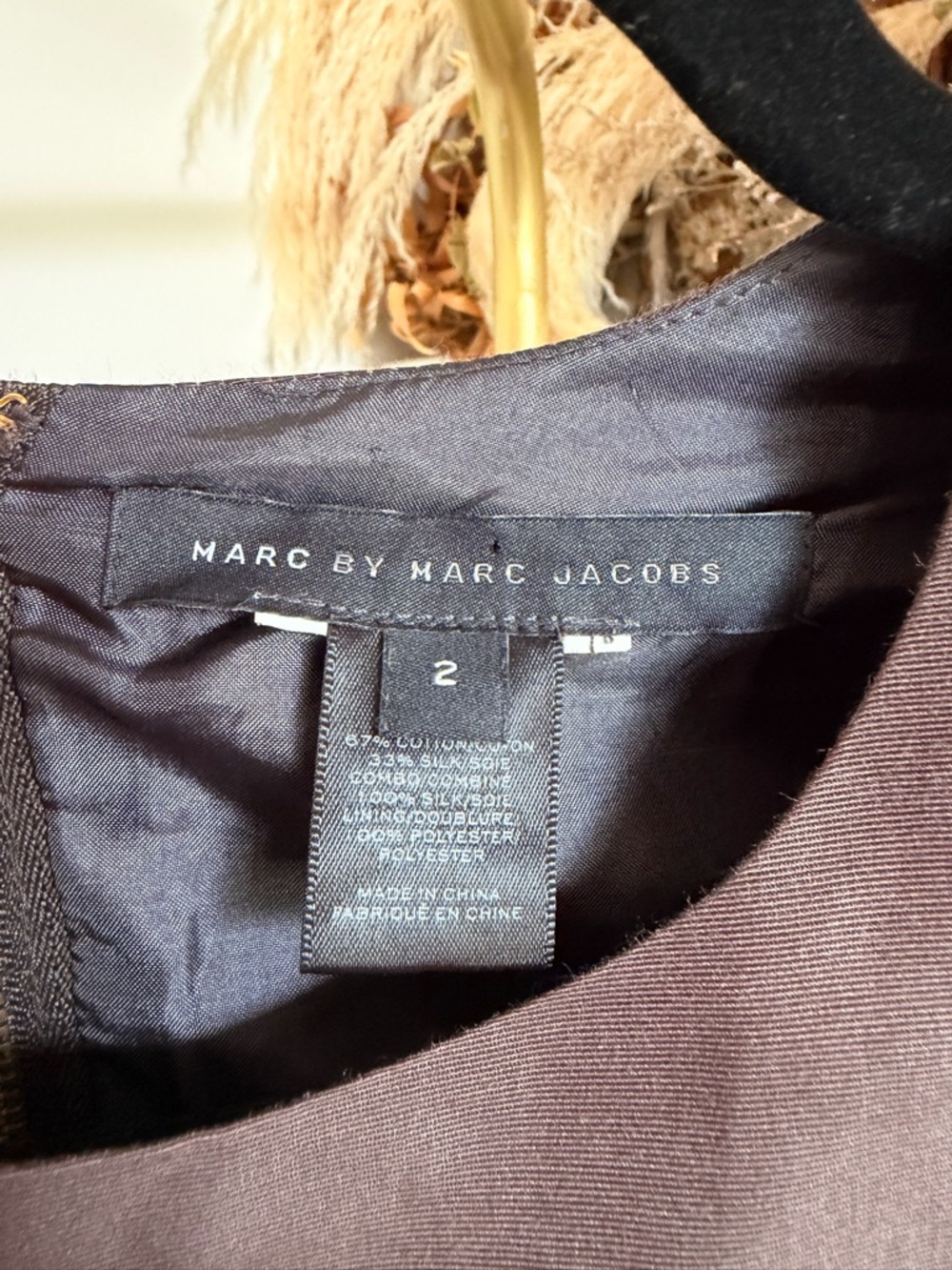 Marc by Marc Jacobs Short-Sleeve Pleated Mini Dress in Brown - Picture 2 of 6